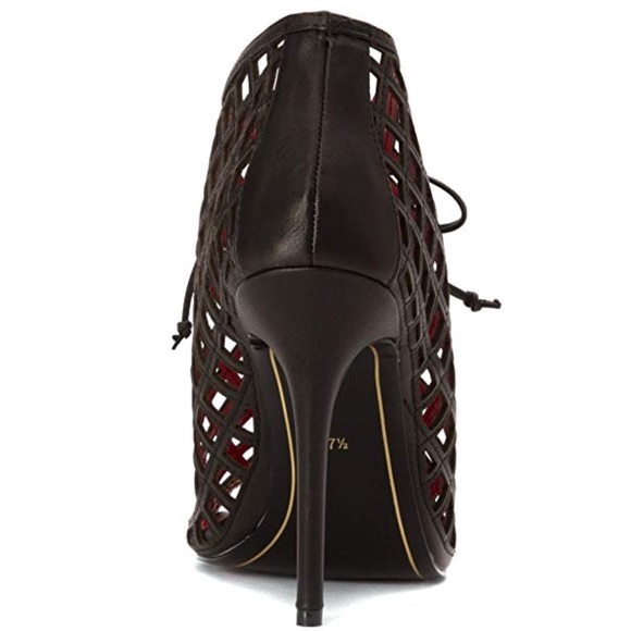 NIB Destino Woven Caged Lace Up Leather Booties - Picture 5 of 7